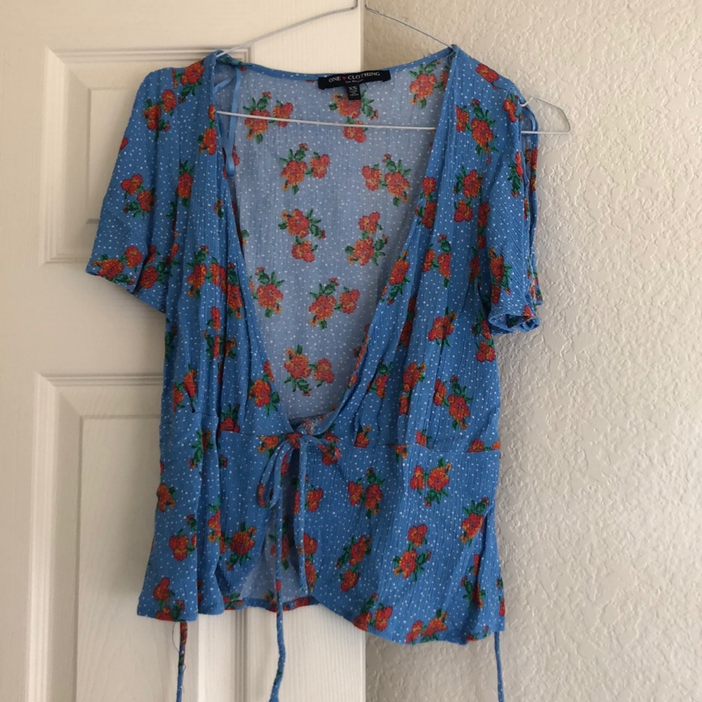 Blue floral blouse